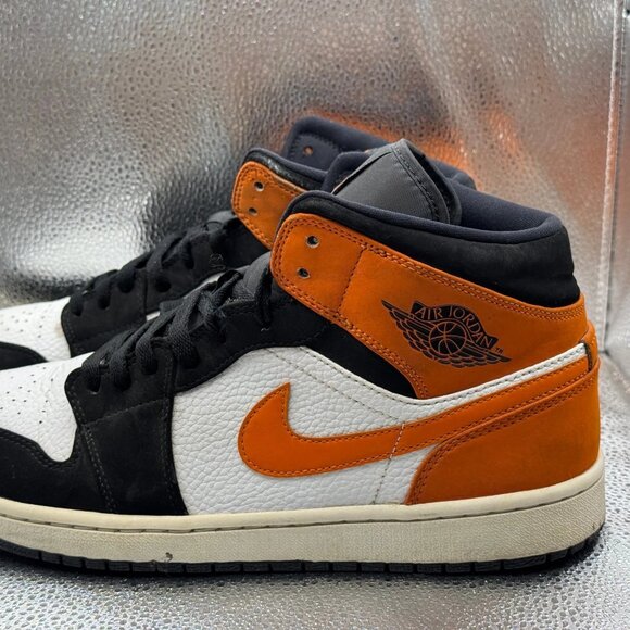 Size 10.5 - Jordan 1 Mid Shattered Backboard White-Starfish Sneaker 554724-058 - Picture 10 of 13